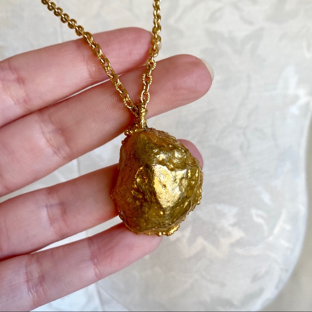 Amethyst February Birthstone Geode 18k Gold Boho Necklace Raw Crystal - Picture 5 of 8